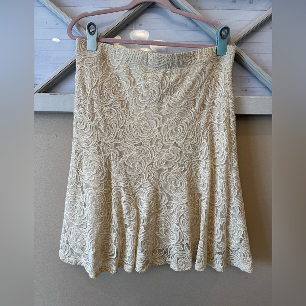 Dressy Floral Lace Skirt Melissa Paige XL CREAM‎